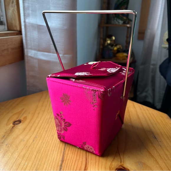 Vintage Valeria Stevens Takeaway Fabric Hot Pink Purse - Picture 6 of 13